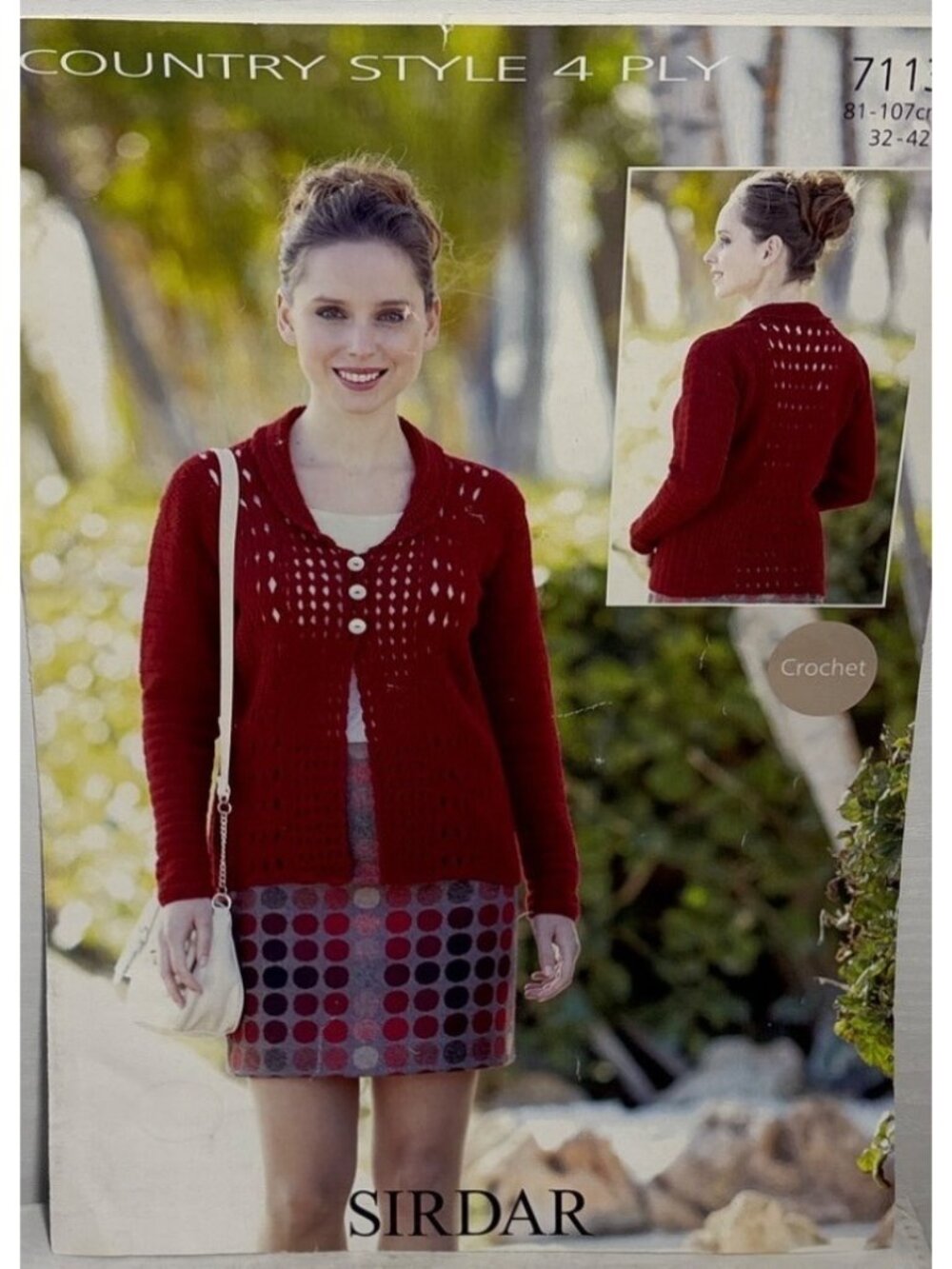 Crochet Cardigan Jacket Pattern 7113 Womens Sizes 81-107cm 32-42 Inches Sirdar